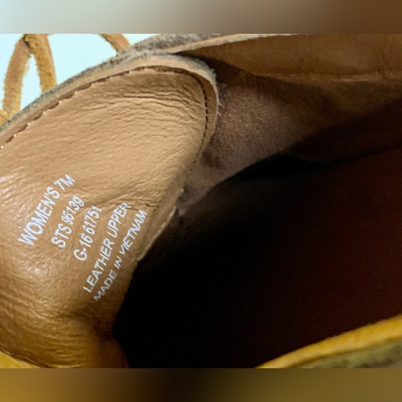 Women’s 7 M Sperry Topsider STELLA Tan Suede Wedge Ankle Boots - Picture 13 of 16